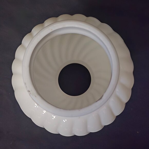 Vtg Swirl Hurricane Lamp Shade - Milk Glass - 5" W x 7" H  (3" Btm & Top) - Picture 5 of 6